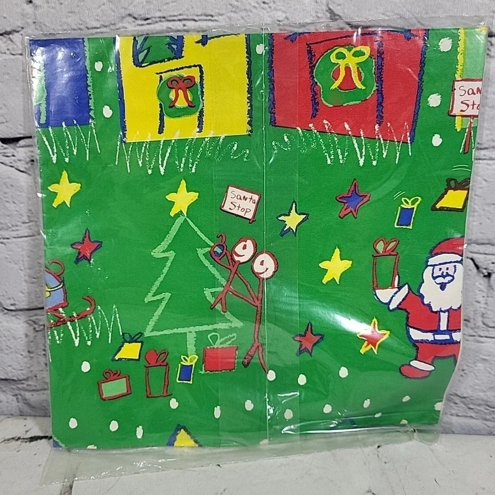 Vintage 90s Christmas Wrapping Paper Lot Of 2 Pack 3 Sheets Each 1.67ft X‎ 2.5ft